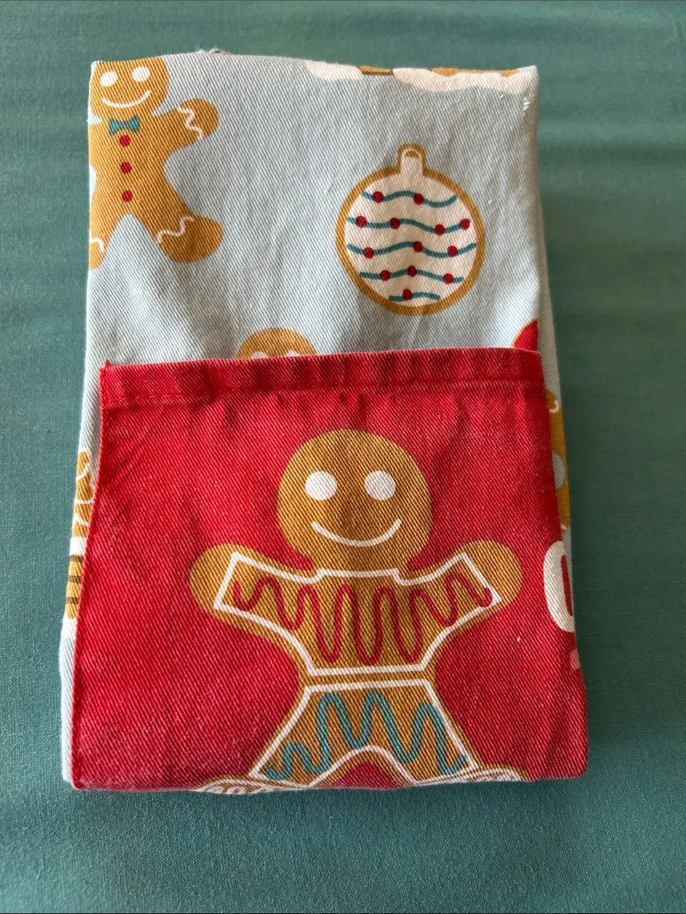 Child’s gingerbread apron official taster with Velcro and front pocket ties back
